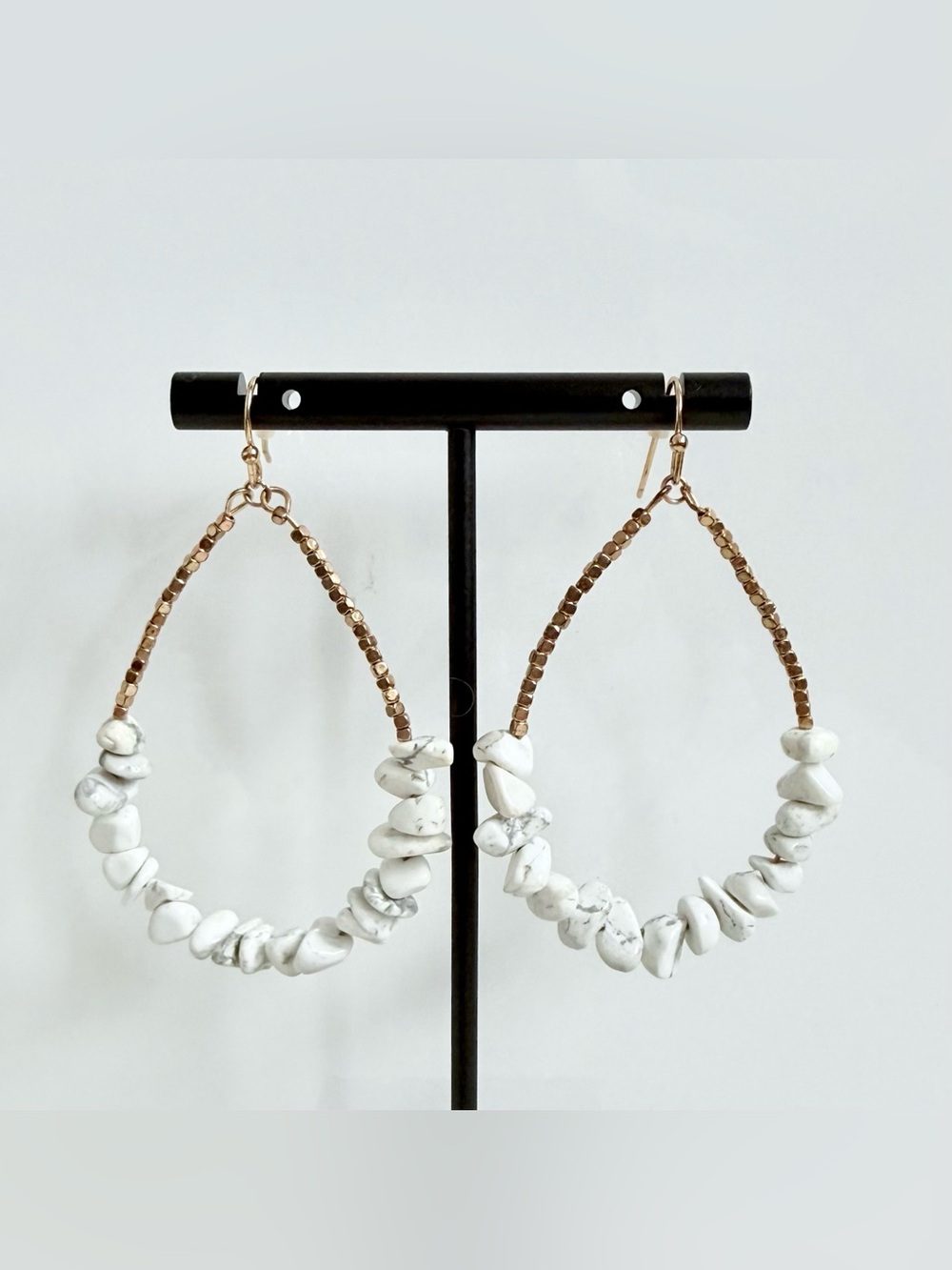NWOT Boho Teardrop Earrings White Howlite Natural Gemstone